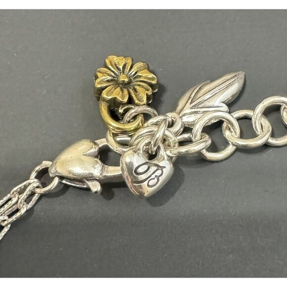 Brighton Floral Trellis Bee Flower Long Necklace 17” Silver Tone Statement Chain - Picture 5 of 12